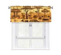 YYHWHJDE Short Curtains with Valance Rod 54x18in African grassland animals Prints for Kitchen, Bathroom, bedroom, Studio, Fits Most Standard or Decorative Curtain Rods