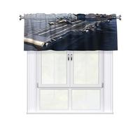 YYHWHJDE Short Curtains with Valance Rod 54x18in Aircraft Carrier Printing for Kitchen, Bathroom, Laundry Room, Studio, Fits Most Standard or Decorative Curtain Rods