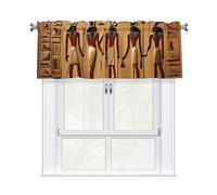 YYHWHJDE Short Curtains with Valance Rod 54x18in Ancient Egyptian Hieroglyph Printing for Kitchen, Bathroom, Laundry Room, Studio, Fits Most Standard or Decorative Curtain Rods