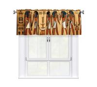 YYHWHJDE Short Curtains with Valance Rod 54x18in Ancient Egyptian Hieroglyph Printing for Kitchen, Bathroom, Laundry Room, Studio, Fits Most Standard or Decorative Curtain Rods