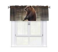 YYHWHJDE Short Curtains with Valance Rod 54x18in beaver working Printing for Kitchen, Bathroom, Laundry Room, Studio, Fits Most Standard or Decorative Curtain Rods