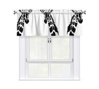 YYHWHJDE Short Curtains with Valance Rod 54x18in Black and white giraffe Prints for Kitchen, Bathroom, bedroom, Studio, Fits Most Standard or Decorative Curtain Rods
