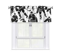 YYHWHJDE Short Curtains with Valance Rod 54x18in Black hockey Printing for Kitchen, Bathroom, Laundry Room, Studio, Fits Most Standard or Decorative Curtain Rods