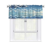 YYHWHJDE Short Curtains with Valance Rod 54x18in Blue sky and white clouds Prints for Kitchen, Bathroom, bedroom, Studio, Fits Most Standard or Decorative Curtain Rods