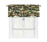 YYHWHJDE Short Curtains with Valance Rod 54x18in Camo Woodland Camoflage Prints for Kitchen, Bathroom, bedroom, Studio, Fits Most Standard or Decorative Curtain Rods