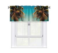 YYHWHJDE Short Curtains with Valance Rod 54x18in Caribbean Islands Prints for Kitchen, Bathroom, bedroom, Studio, Fits Most Standard or Decorative Curtain Rods