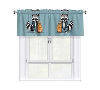 YYHWHJDE Short Curtains with Valance Rod 54x18in Cartoon cute raccoon Picture for Kitchen, Bathroom, Laundry Room, Studio, Fits Most Standard or Decorative Curtain Rods
