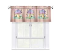 YYHWHJDE Short Curtains with Valance Rod 54x18in Cartoon mushroom Printing for Kitchen, Bathroom, Laundry Room, Studio, Fits Most Standard or Decorative Curtain Rods