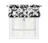 YYHWHJDE Short Curtains with Valance Rod 54x18in Cartoon raccoon Printing for Kitchen, Bathroom, Laundry Room, Studio, Fits Most Standard or Decorative Curtain Rods