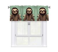 YYHWHJDE Short Curtains with Valance Rod 54x18in Cartoon Sloth Printing for Kitchen, Bathroom, Laundry Room, Studio, Fits Most Standard or Decorative Curtain Rods