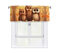 YYHWHJDE Short Curtains with Valance Rod 54x18in Cute Brown Cartoon Owls Printing for Kitchen, Bathroom, Laundry Room, Studio, Fits Most Standard or Decorative Curtain Rods
