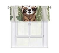 YYHWHJDE Short Curtains with Valance Rod 54x18in Cute Cartoon Sloth Picture for Kitchen, Bathroom, Laundry Room, Studio, Fits Most Standard or Decorative Curtain Rods