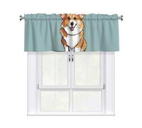 YYHWHJDE Short Curtains with Valance Rod 54x18in Cute Corgi Picture for Kitchen, Bathroom, Laundry Room, Studio, Fits Most Standard or Decorative Curtain Rods