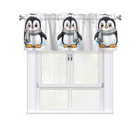 YYHWHJDE Short Curtains with Valance Rod 54x18in Cute Penguin Printing for Kitchen, Bathroom, Laundry Room, Studio, Fits Most Standard or Decorative Curtain Rods
