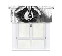 YYHWHJDE Short Curtains with Valance Rod 54x18in cute raccoon Picture for Kitchen, Bathroom, Laundry Room, Studio, Fits Most Standard or Decorative Curtain Rods