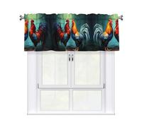 YYHWHJDE Short Curtains with Valance Rod 54x18in Cute Rooster Chickens Printing for Kitchen, Bathroom, Laundry Room, Studio, Fits Most Standard or Decorative Curtain Rods