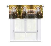 YYHWHJDE Short Curtains with Valance Rod 54x18in cute sheep with mother Picture for Kitchen, Bathroom, Laundry Room, Studio, Fits Most Standard or Decorative Curtain Rods
