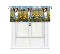 YYHWHJDE Short Curtains with Valance Rod 54x18in cute White Papillon Picture for Kitchen, Bathroom, Laundry Room, Studio, Fits Most Standard or Decorative Curtain Rods