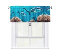 YYHWHJDE Short Curtains with Valance Rod 54x18in Deep Sea Whales Printing for Kitchen, Bathroom, Laundry Room, Studio, Fits Most Standard or Decorative Curtain Rods
