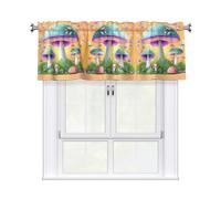 YYHWHJDE Short Curtains with Valance Rod 54x18in Fantasy Mushroom Picture for Kitchen, Bathroom, Laundry Room, Studio, Fits Most Standard or Decorative Curtain Rods