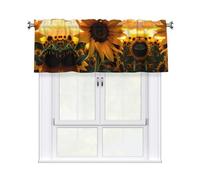 YYHWHJDE Short Curtains with Valance Rod 54x18in Farm Sunflower Prints for Kitchen, Bathroom, bedroom, Studio, Fits Most Standard or Decorative Curtain Rods