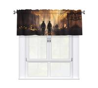 YYHWHJDE Short Curtains with Valance Rod 54x18in Firefighters fighting fires Prints for Kitchen, Bathroom, bedroom, Studio, Fits Most Standard or Decorative Curtain Rods