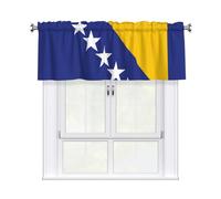 YYHWHJDE Short Curtains with Valance Rod 54x18in Flag of Bosnia and Herzegovina Printing for Kitchen, Bathroom, Laundry Room, Studio, Fits Most Standard or Decorative Curtain Rods
