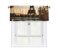 YYHWHJDE Short Curtains with Valance Rod 54x18in French Paris Tour Eiffel Tower Picture for Kitchen, Bathroom, Laundry Room, Studio, Fits Most Standard or Decorative Curtain Rods