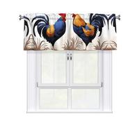 YYHWHJDE Short Curtains with Valance Rod 54x18in French Roosters Prints for Kitchen, Bathroom, bedroom, Studio, Fits Most Standard or Decorative Curtain Rods