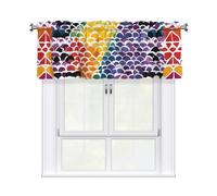 YYHWHJDE Short Curtains with Valance Rod 54x18in Gay Pride Rainbow Pattern Picture for Kitchen, Bathroom, Laundry Room, Studio, Fits Most Standard or Decorative Curtain Rods