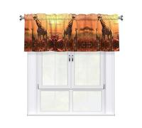 YYHWHJDE Short Curtains with Valance Rod 54x18in giraffe mum and baby Printing for Kitchen, Bathroom, Laundry Room, Studio, Fits Most Standard or Decorative Curtain Rods