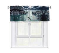 YYHWHJDE Short Curtains with Valance Rod 54x18in Glacier Fjord, Alaska Printing for Kitchen, Bathroom, Laundry Room, Studio, Fits Most Standard or Decorative Curtain Rods