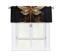 YYHWHJDE Short Curtains with Valance Rod 54x18in Gold Exquisite Dragonfly Prints for Kitchen, Bathroom, bedroom, Studio, Fits Most Standard or Decorative Curtain Rods