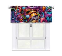 YYHWHJDE Short Curtains with Valance Rod 54x18in graffiti hip hop Printing for Kitchen, Bathroom, Laundry Room, Studio, Fits Most Standard or Decorative Curtain Rods