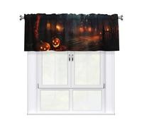 YYHWHJDE Short Curtains with Valance Rod 54x18in Halloween Horror Picture for Kitchen, Bathroom, Laundry Room, Studio, Fits Most Standard or Decorative Curtain Rods