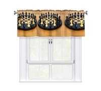 YYHWHJDE Short Curtains with Valance Rod 54x18in International chess Picture for Kitchen, Bathroom, Laundry Room, Studio, Fits Most Standard or Decorative Curtain Rods
