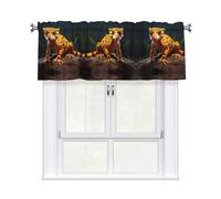 YYHWHJDE Short Curtains with Valance Rod 54x18in Leopard Little Gecko Printing for Kitchen, Bathroom, Laundry Room, Studio, Fits Most Standard or Decorative Curtain Rods