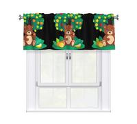 YYHWHJDE Short Curtains with Valance Rod 54x18in Little brown bear under the fruit tree Pattern for Kitchen, Bathroom, bedroom, Studio, Fits Most Standard or Decorative Curtain Rods