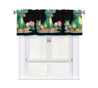 YYHWHJDE Short Curtains with Valance Rod 54x18in Little crocodile on the flower boat Pattern for Kitchen, Bathroom, bedroom, Studio, Fits Most Standard or Decorative Curtain Rods