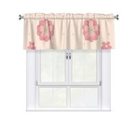YYHWHJDE Short Curtains with Valance Rod 54x18in Little pink cherry blossoms Printing for Kitchen, Bathroom, Laundry Room, Studio, Fits Most Standard or Decorative Curtain Rods