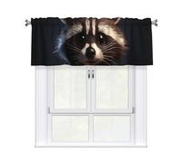 YYHWHJDE Short Curtains with Valance Rod 54x18in Little Raccoon Face Printing for Kitchen, Bathroom, Laundry Room, Studio, Fits Most Standard or Decorative Curtain Rods