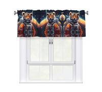 YYHWHJDE Short Curtains with Valance Rod 54x18in Little Tiger in Space Printing for Kitchen, Bathroom, Laundry Room, Studio, Fits Most Standard or Decorative Curtain Rods