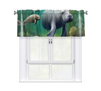 YYHWHJDE Short Curtains with Valance Rod 54x18in Manatee Animals Picture for Kitchen, Bathroom, Laundry Room, Studio, Fits Most Standard or Decorative Curtain Rods