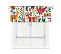 YYHWHJDE Short Curtains with Valance Rod 54x18in Mexican Otomi Animals Printing for Kitchen, Bathroom, Laundry Room, Studio, Fits Most Standard or Decorative Curtain Rods