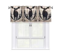 YYHWHJDE Short Curtains with Valance Rod 54x18in Moose Bear Deer Prints for Kitchen, Bathroom, bedroom, Studio, Fits Most Standard or Decorative Curtain Rods
