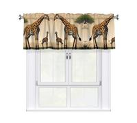YYHWHJDE Short Curtains with Valance Rod 54x18in Mother and child giraffe Prints for Kitchen, Bathroom, bedroom, Studio, Fits Most Standard or Decorative Curtain Rods