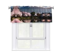 YYHWHJDE Short Curtains with Valance Rod 54x18in Mt. Fuji in early spring Prints for Kitchen, Bathroom, bedroom, Studio, Fits Most Standard or Decorative Curtain Rods