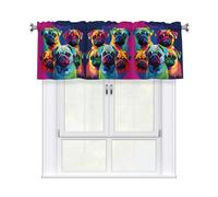 YYHWHJDE Short Curtains with Valance Rod 54x18in Multiple Dogs Pop Art PUgs Picture for Kitchen, Bathroom, Laundry Room, Studio, Fits Most Standard or Decorative Curtain Rods