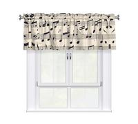YYHWHJDE Short Curtains with Valance Rod 54x18in Music Notes Print Picture for Kitchen, Bathroom, Laundry Room, Studio, Fits Most Standard or Decorative Curtain Rods