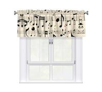 YYHWHJDE Short Curtains with Valance Rod 54x18in Musical Theme Music Clefs Printing for Kitchen, Bathroom, Laundry Room, Studio, Fits Most Standard or Decorative Curtain Rods